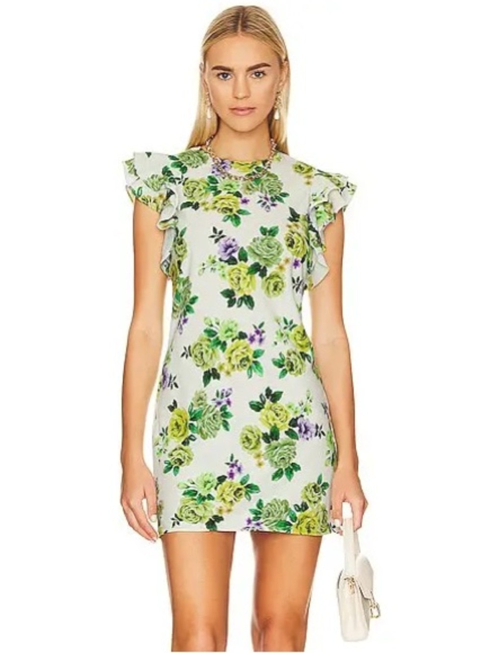 Amanda Uprichard Fiori Veranda Floral Ruffle Cup Sleeves Mini Dress NWT $260 - Picture 5 of 8